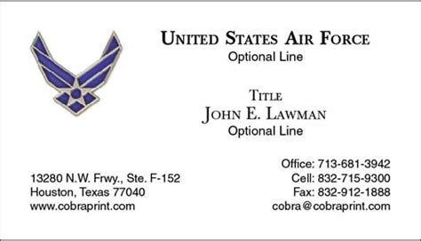 military business cards air force.